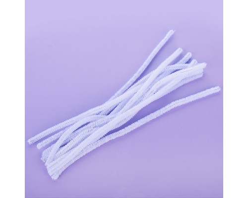 Проволока пушистая Шенил для творчества 0,9x30 см, 10 шт, цвет белый, в пластиковом пакете с блистерным подвесом