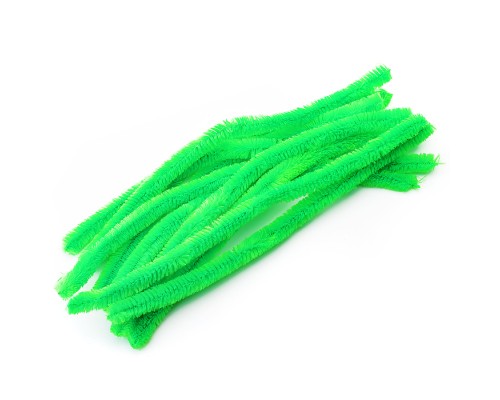 Проволока пушистая Шенил для творчества 1,5x30 см, 10 шт, цвет зеленый, в пластиковом пакете с блистерным подвесом