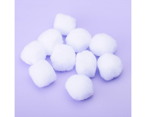 Набор помпонов для творчества 50 мм, 10 шт, цвет белый, в пластиковом пакете с блистерным подвесом