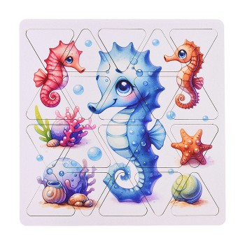 Пазлы малые "Морской конёк" 20х20см (древесный материал)