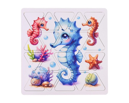 Пазлы малые "Морской конёк" 20х20см (древесный материал)