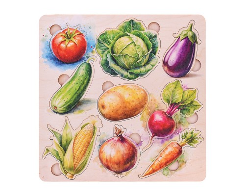 Пазл вкладыш деревянный "Овощи" цветной