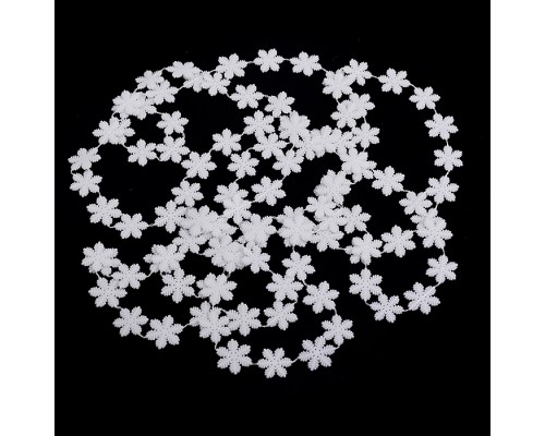 Новогоднее украшение "Бусы снежинки" белые, 2,7м, в пакете