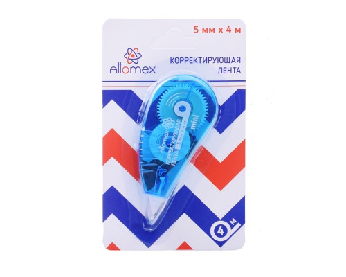 Корректирующая лента 5 ммx04 м, синий прозрачный корпус, фронтальный аппликатор, в картонном блистере