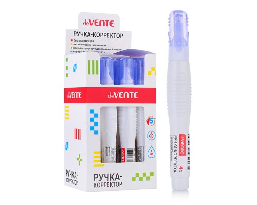 Ручка-корректор 04 мл, быстросохнущая, в ручке, в картонном дисплее