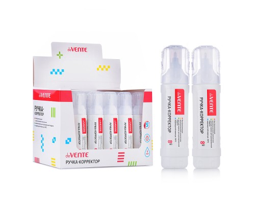 Ручка-корректор 8 мл, быстросохнущая, трубчатая система подачи, в картонном дисплее с пластиковым поддоном