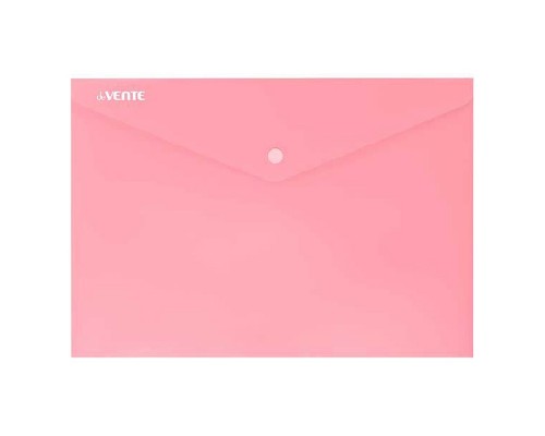 Папка-конверт на кнопке "Pastel" A4 (330x235 мм) 180 мкм, непрозрачная пастельная розовая, индивидуальная маркировка