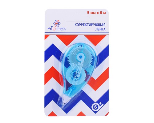 Корректирующая лента 5 ммx06 м, регулировка натяжения ленты, синий прозрачный корпус