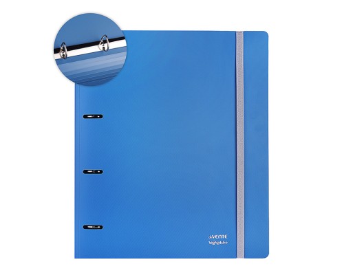 Папка на кольцах "SigNATURE" A4 (295x355x38 мм) 4 кольца &Oslash; 30 мм, полипропилен 650 мкм, фактура "ткань" на 250 листов бумаги или 50 вкладышей, внутренний карман 160 мкм, широкая резинка, индивидуальная упаковка, сумеречно синяя
