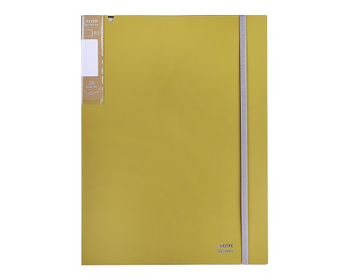 Папка с 020 вкладышами A3 "SigNATURE" A3 (320x435x15 мм) полипропилен 650 мкм, фактура "ткань" вкладыши 30 мкм, внутренний карман 160 мкм, широкая резинка, индивидуальная упаковка, оливковая