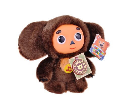 Мягкая игрушка "Чебурашка" Союзмультфильм с пластиковой мордочкой, озвученный 17см.