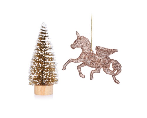 Набор новогодних украшений "Елочка и единорожка" (2шт х 10*12см)