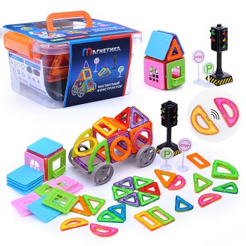 Конструктор магнитный "Машина" (68 дет.) в ящике