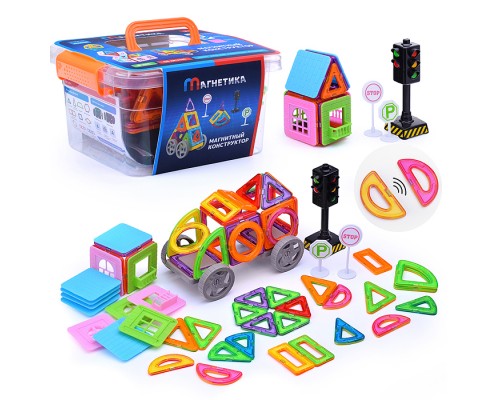 Конструктор магнитный "Машина" (68 дет.) в ящике
