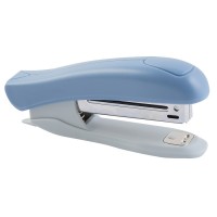 Степлер "sigNATURE" №10 (мощность 12 листов, глубина скрепления 45 мм) пластиковый, со встроенным антистеплером, в картонной коробке, цвет сумеречный синий