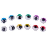 Глазки декоративные "DIY" с ресничками, пластиковые, самоклеящиеся, d=15 мм, 20 шт в пластиковом пакете с блистерным подвесом, цвет ассорти