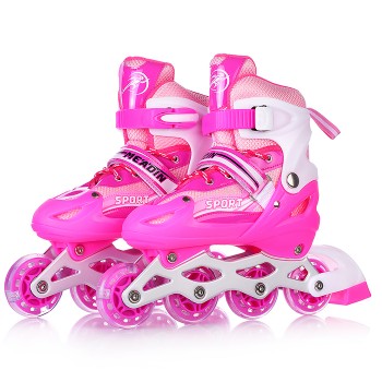 Ролики детские (размер S) розовые, в сумке