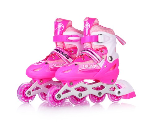 Ролики детские (размер S) розовые, в сумке