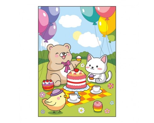 Картина по номерам для малышей на картоне 20х30 "Праздничный пикник"