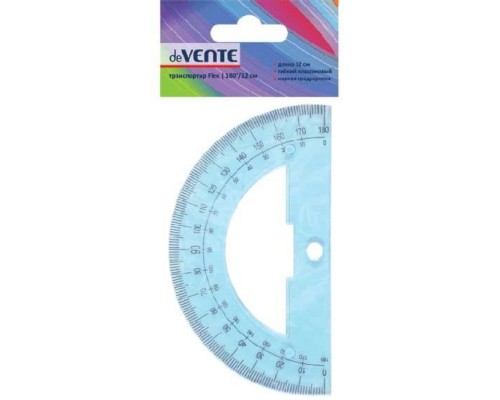 Транспортир "Flex" гибкий 180&deg;/12 см, прозрачный синий, в блистерной упаковке