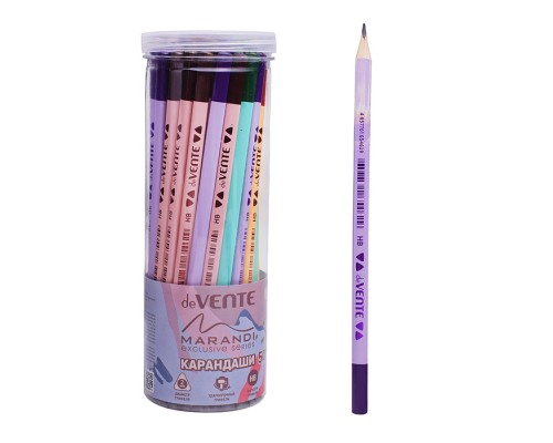 Карандаш чернографитный "Marandi" HB, диаметр грифеля 2 мм, трехгранный, заточенный, цвета корпуса ассорти 4 цвета с топом, индивидуальная маркировка, в пластиковой тубе