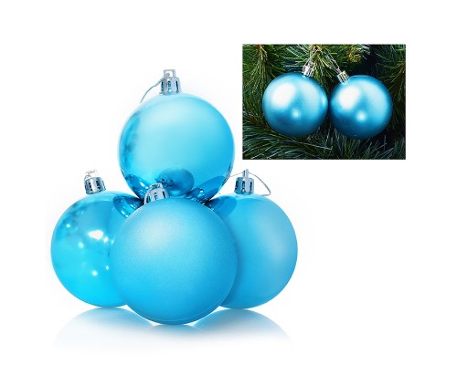 Набор шаров "С Новым годом!" (6шт.6см.) голубой, в пакете