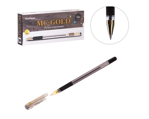 Ручка шариковая "MC Gold" черная, 0,7мм, грип,