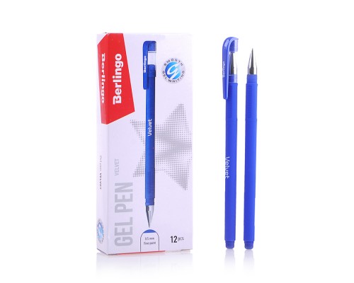 Ручка гелевая "Velvet" синяя, 0,5мм, прорезиненый корпус