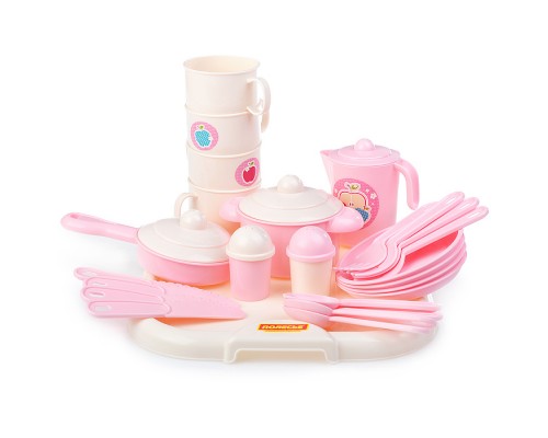 Набор детской посуды "Хозяюшка" с подносом на 4 персоны (V6) (29 элементов) (в сеточке)