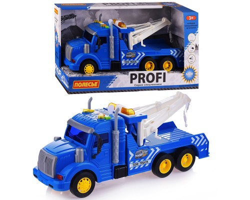 Автомобиль-эвакуатор "Профи" инерционный (со светом и звуком) (синий) (в коробке)
