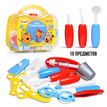 Набор "Три Кота" Стоматолог (15 элементов) (в чемоданчике)