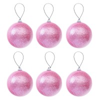 Набор елочных шаров (6см*6шт) розовый