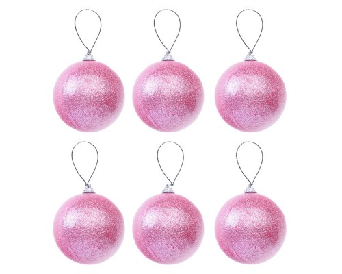 Набор елочных шаров (6см*6шт) розовый