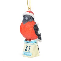 Полирезиновая подвеска "Снегирь с календариком" 4*8см.