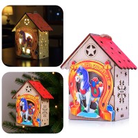 Новогоднее украшение "Домик со светом. Подкова на счастье" в пакете