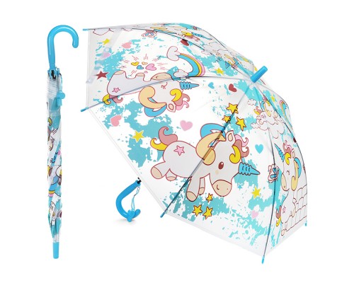 Зонт детский "Страна единорогов" (50см.) голубой