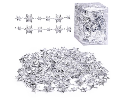 Бусы новогодние "Серебряные звёзды" (4м)