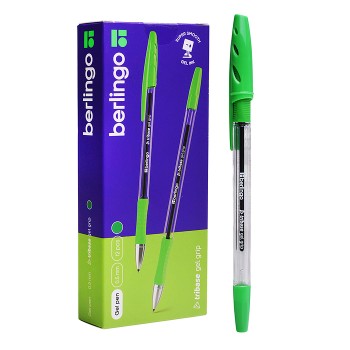 Ручка гелевая "Tribase Gel grip" зеленая, 0,5мм, грип