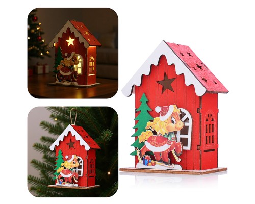 Новогоднее украшение "Домик со светом. Лошадка" в пакете