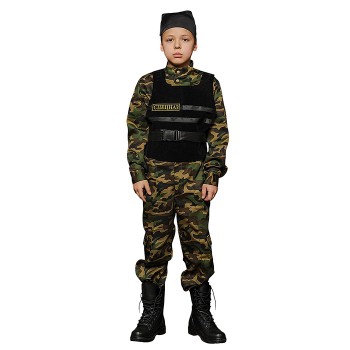 Костюм "Спецназ"(рубашка, брюки, бронежилет, бандана) размер 152-80