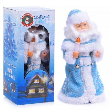 Дедушка Мороз со свечой, музыкальный 30см в коробке