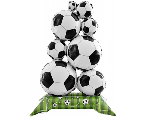 Шар 3D (39''/99 см) Фигура на подставке, Футбольные мячи, 1 шт. в уп.