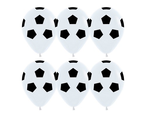 Шар (12''/30 см) Футбольный мяч, Белый, пастель, 5 ст, 25 шт.