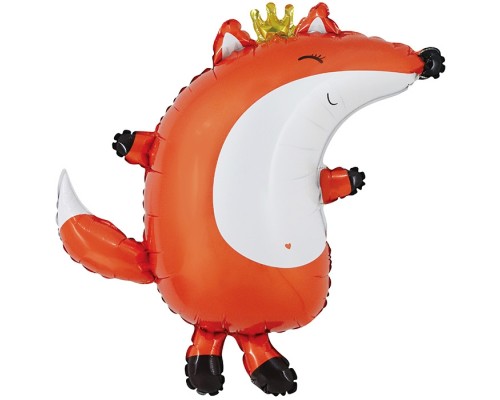 Шар (31''/79 см) Фигура, Лиса в короне, Сатин, 1 шт. в уп.