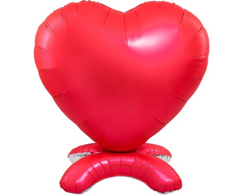 Шар 3D (65''/165 см) Сердце, на подставке, Красный, Сатин, 1 шт. в уп.