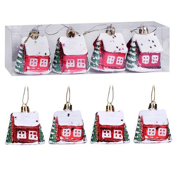 Набор новогодних украшений "Снежный домик" (4шт х 6см)