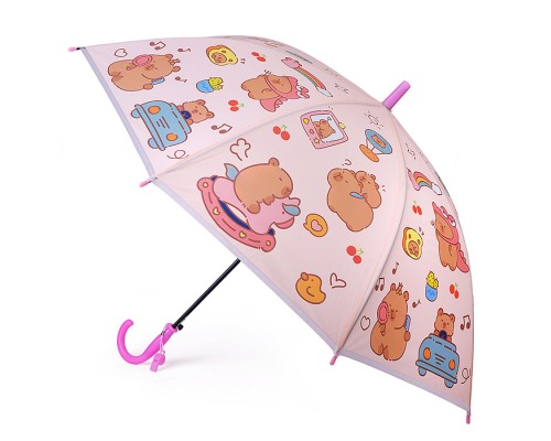 Зонт детский "Милая капибара" (цвет розовый) (48,5см.)