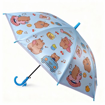 Зонт детский "Милая капибара" (цвет синий) (48,5см.)
