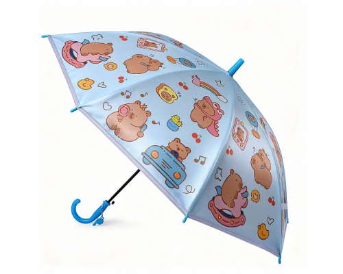 Зонт детский "Милая капибара" (цвет синий) (48,5см.)