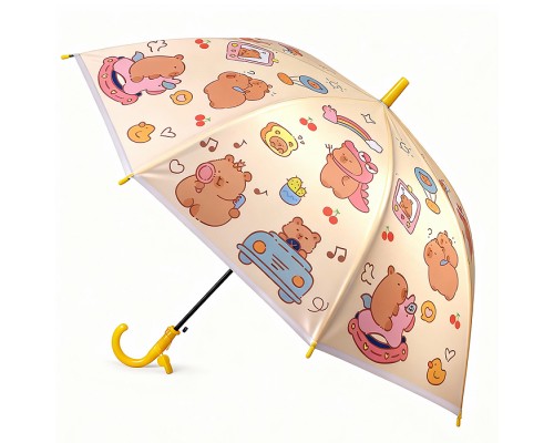 Зонт детский "Милая капибара" (цвет жёлтый) (48,5см.)
